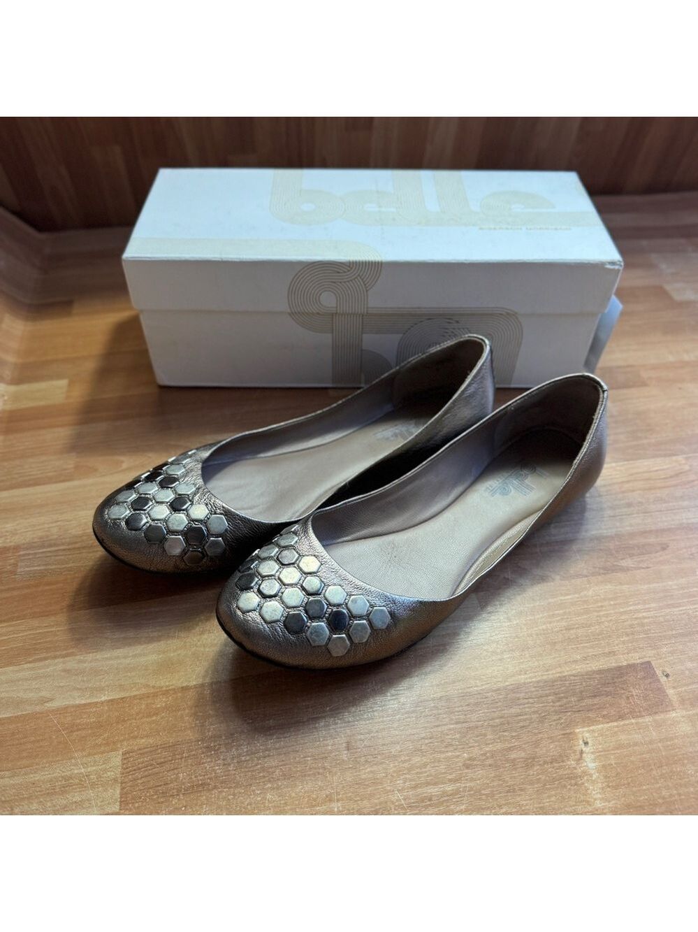 Belle by sigerson morrison pewter capria ballerina flats size 8 - Picture 3 of 13